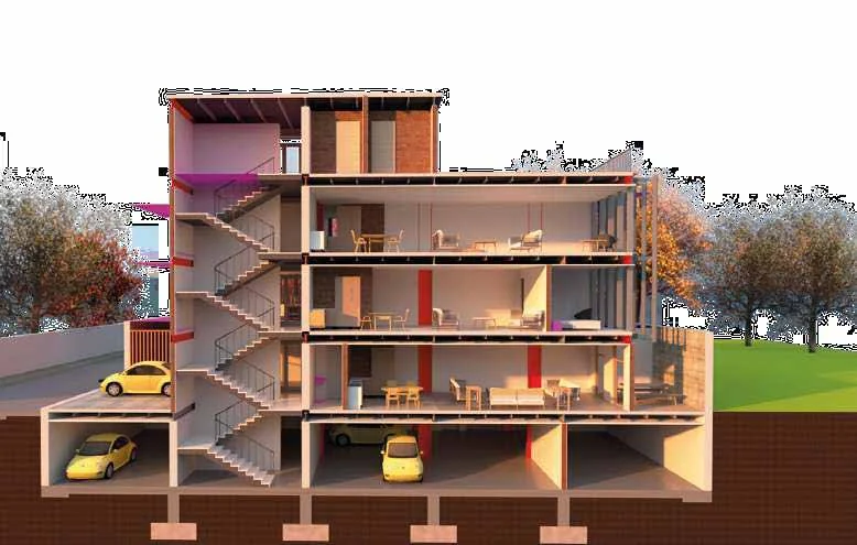 Vivienda Unifamiliar — Corte perspectiva